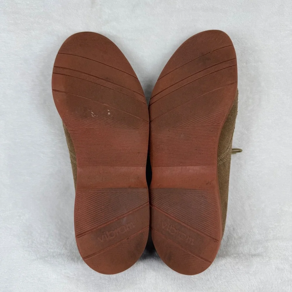 LL Bean Mens Suede Buck Oxfords Tan Brown Red Brick Sole Made‎ in USA 9.5